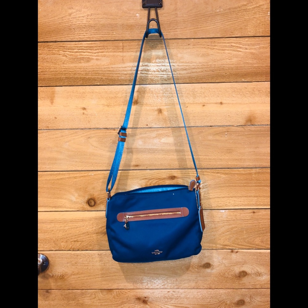 Coach fabric crossbody with leather detail